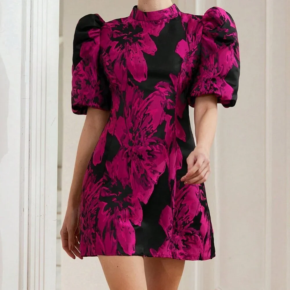 Hot Pink Boho Elegant Women's High-End Mini Dress - Picture 5 of 6